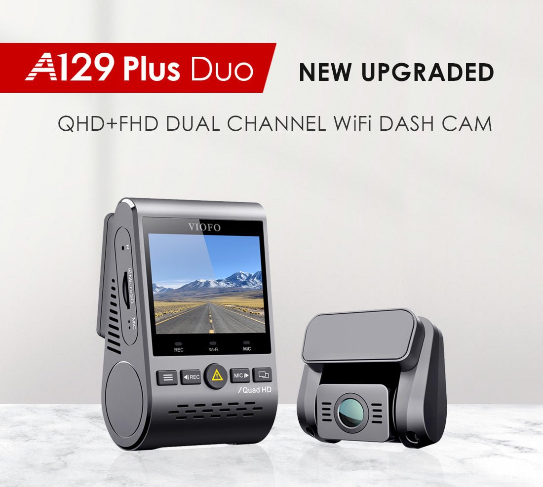 Viofo A129 Plus Duo Dual Channel Dash Cam - Front 2K 1440P & Rear 1080P with Wi - Fi & GPS - EXTNIX