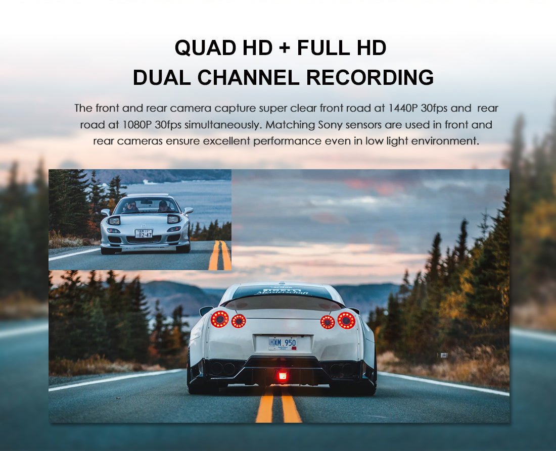 Viofo A129 Plus Duo Dual Channel Dash Cam - Front 2K 1440P & Rear 1080P with Wi - Fi & GPS - EXTNIX
