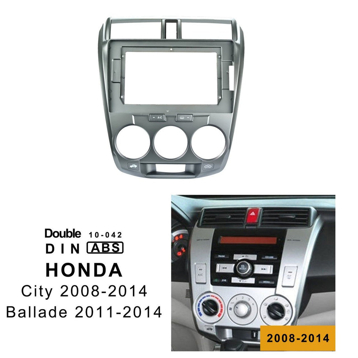 EXTNIX HONDA CITY (Manual AC) 2008 - 2014 Frame Fascia for 10.1 inch Android Screen - EXTNIX