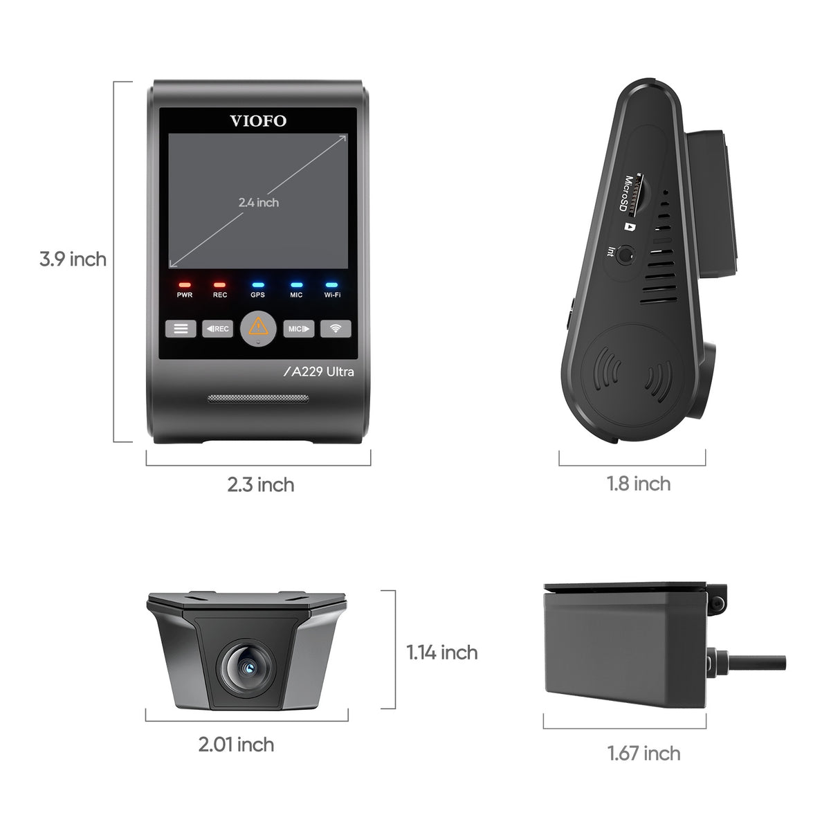 4K Front + 4K Waterproof Rear Camera with Dual Sony STARVIS 2 Sensors, 2-Channel 4K HDR, F1.5 Super Aperture and IP67 Rating Waterproof Lens