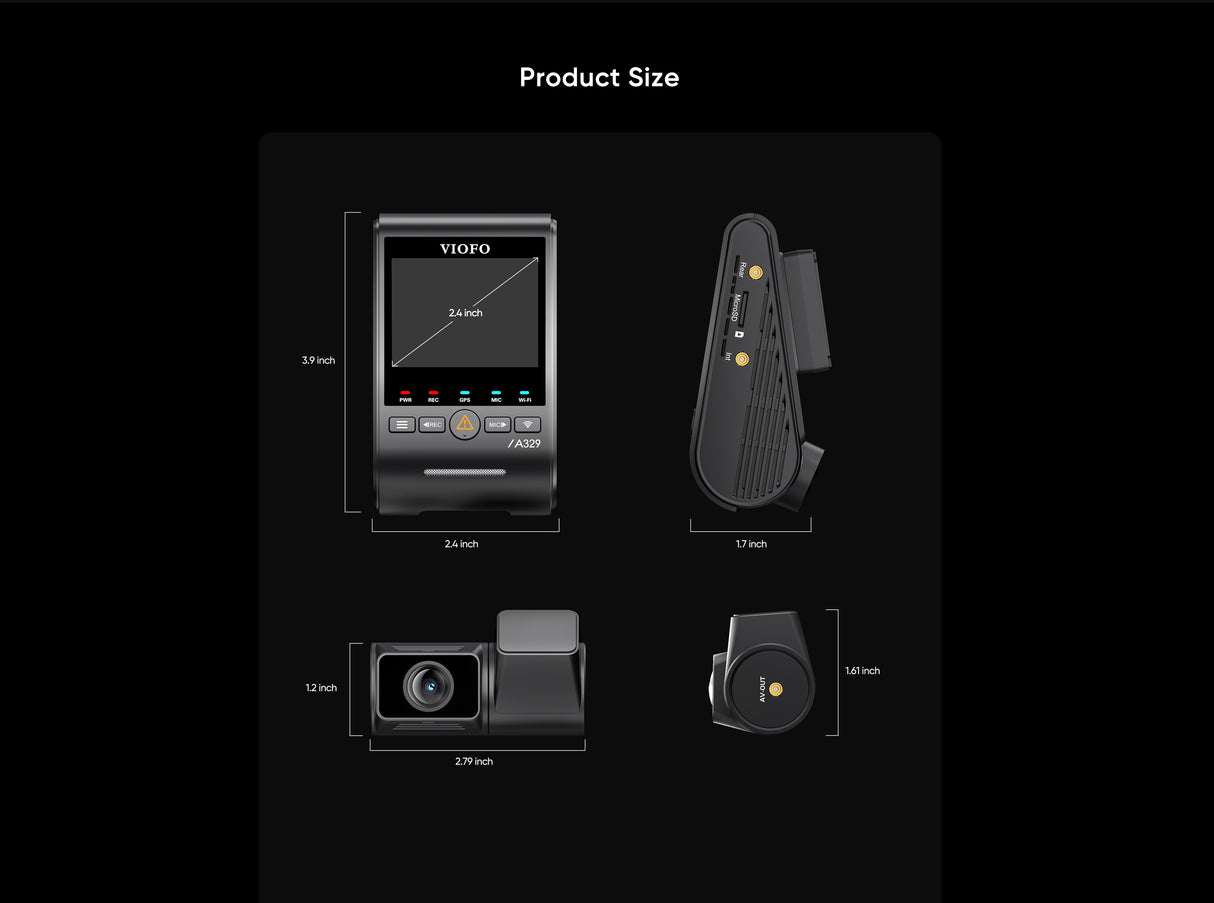 VIOFO A329S 2CH 4K 60FPS Front and 2K Rear Dash Cam HDR with Sony STARVIS 2