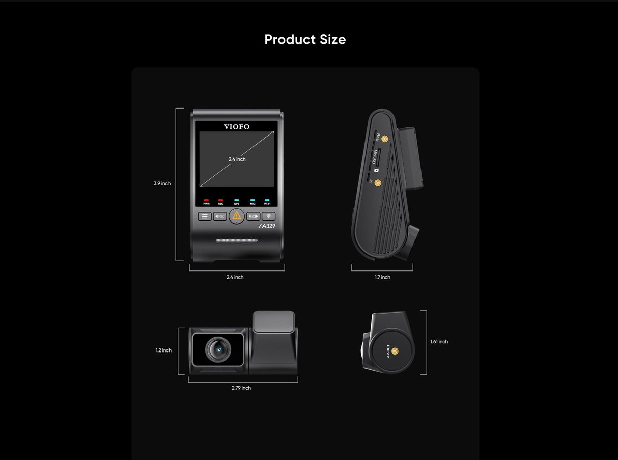 VIOFO A329S 2CH 4K 60FPS Front and 2K Rear Dash Cam HDR with Sony STARVIS 2 - EXTNIX
