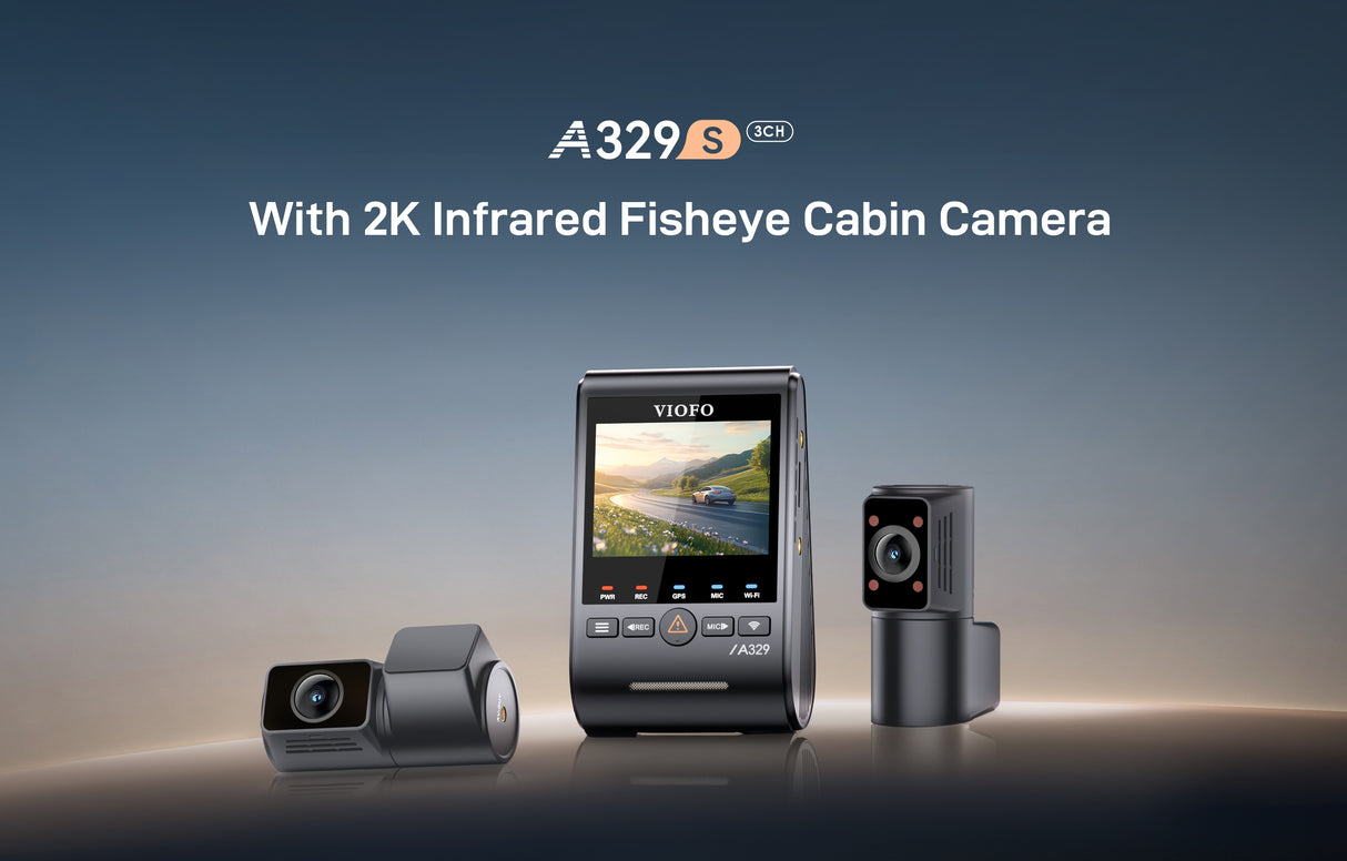 VIOFO A329S 3CH 4K 60FPS Front, 2K Rear and in Cabin Dash Cam HDR with Sony STARVIS 2 for Ride Share