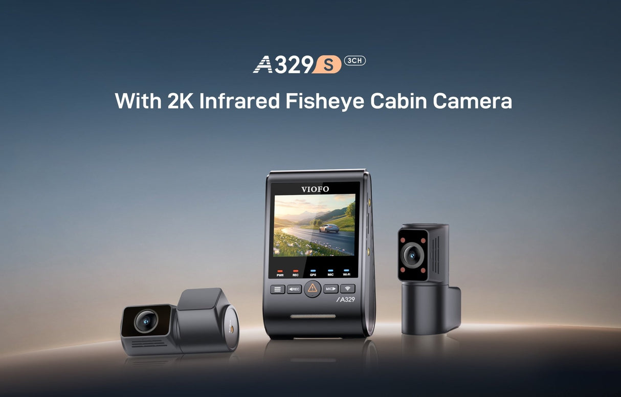 VIOFO A329S 3CH 4K 60FPS Front, 2K Rear and in Cabin Dash Cam HDR with Sony STARVIS 2 for Ride Share - EXTNIX