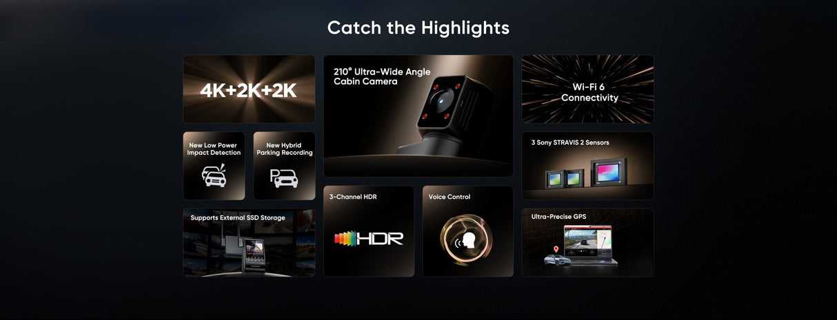 VIOFO A329S 3CH 4K 60FPS Front, 2K Rear and in Cabin Dash Cam HDR with Sony STARVIS 2 for Ride Share - EXTNIX