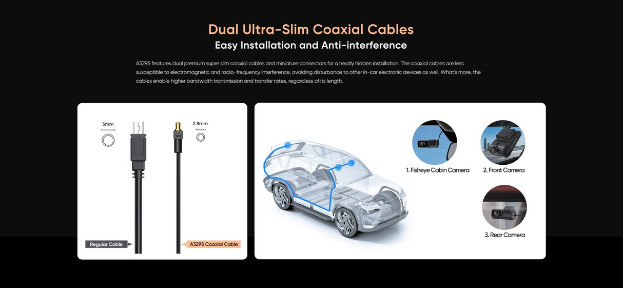 VIOFO A329S 3CH 4K 60FPS Front, 2K Rear and in Cabin Dash Cam HDR with Sony STARVIS 2 for Ride Share - EXTNIX