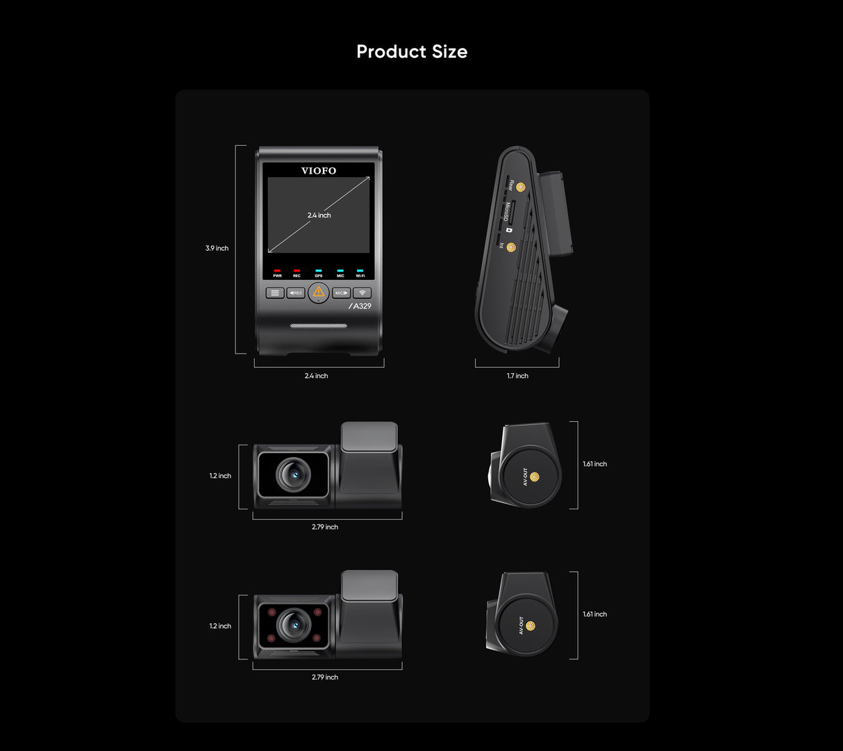 VIOFO A329S 3CH 4K 60FPS Front, 2K Rear and in Cabin Dash Cam HDR with Sony STARVIS 2 for Ride Share