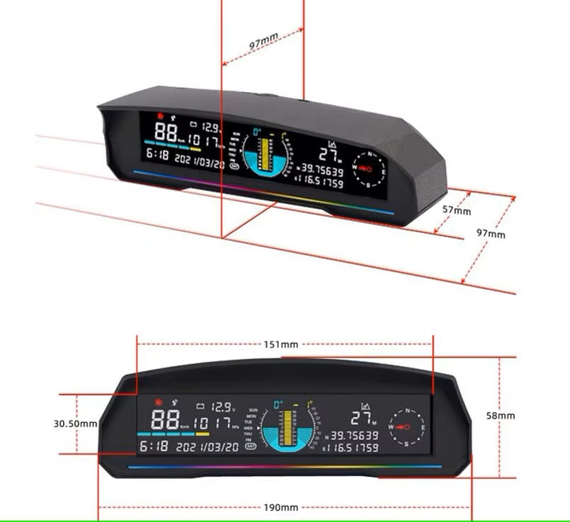 Extnix - 4×4 Inclinometer Off-Road Vehicle Display EX-DL02 -b