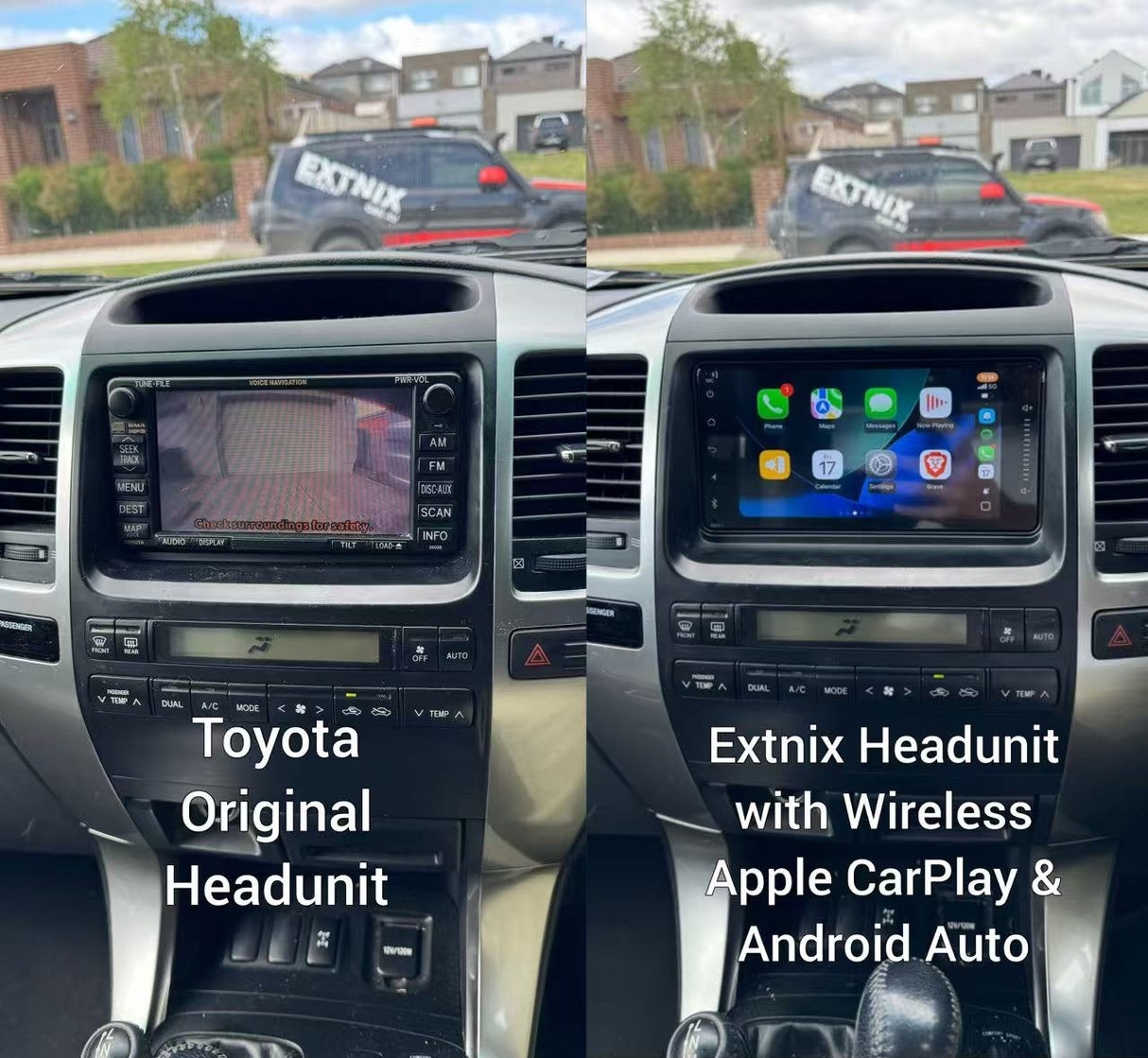 Premium Extnix Wireless Apple CarPlay Android Auto Infotainment System Headunit Upgrade for Toyota Prado 120 Series