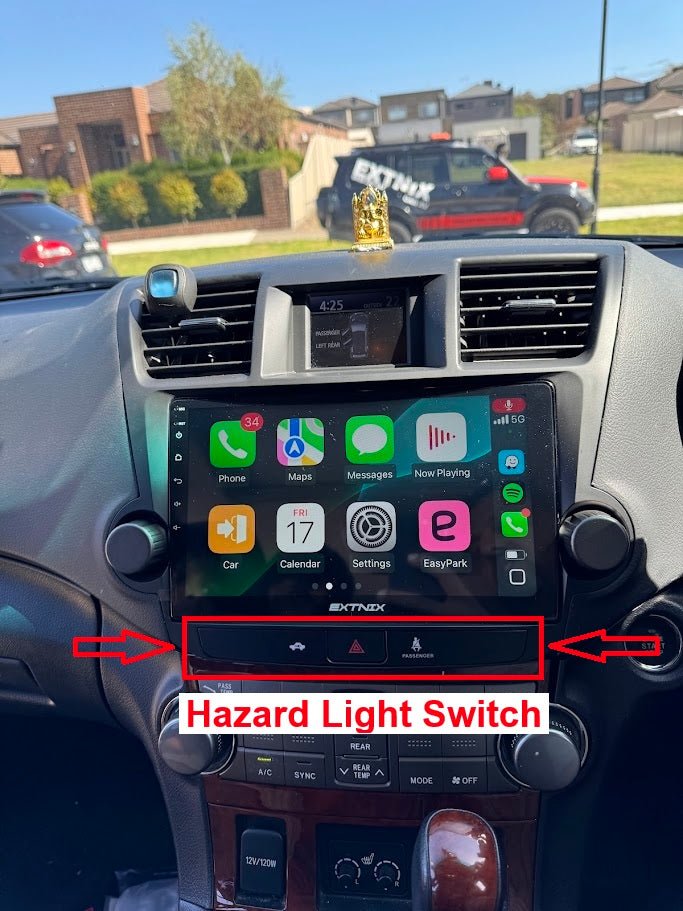 Toyota Kluger Highlander Hazard Switch (2008 - 2014) to suit aftermarket Fascia Frame - EXTNIX
