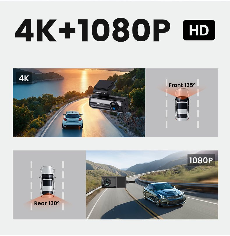 Extnix Dash Camera 2CH 4K Front + 1080P Rear DashCam, Parking Mode and Hardwire Kit - EXTNIX