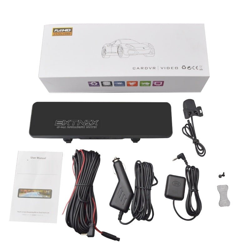 Extnix FHD 11.88" Rearview Mirror Dual Channel Recorder with GPS & Reverse Camera Saftey System - EXTNIX