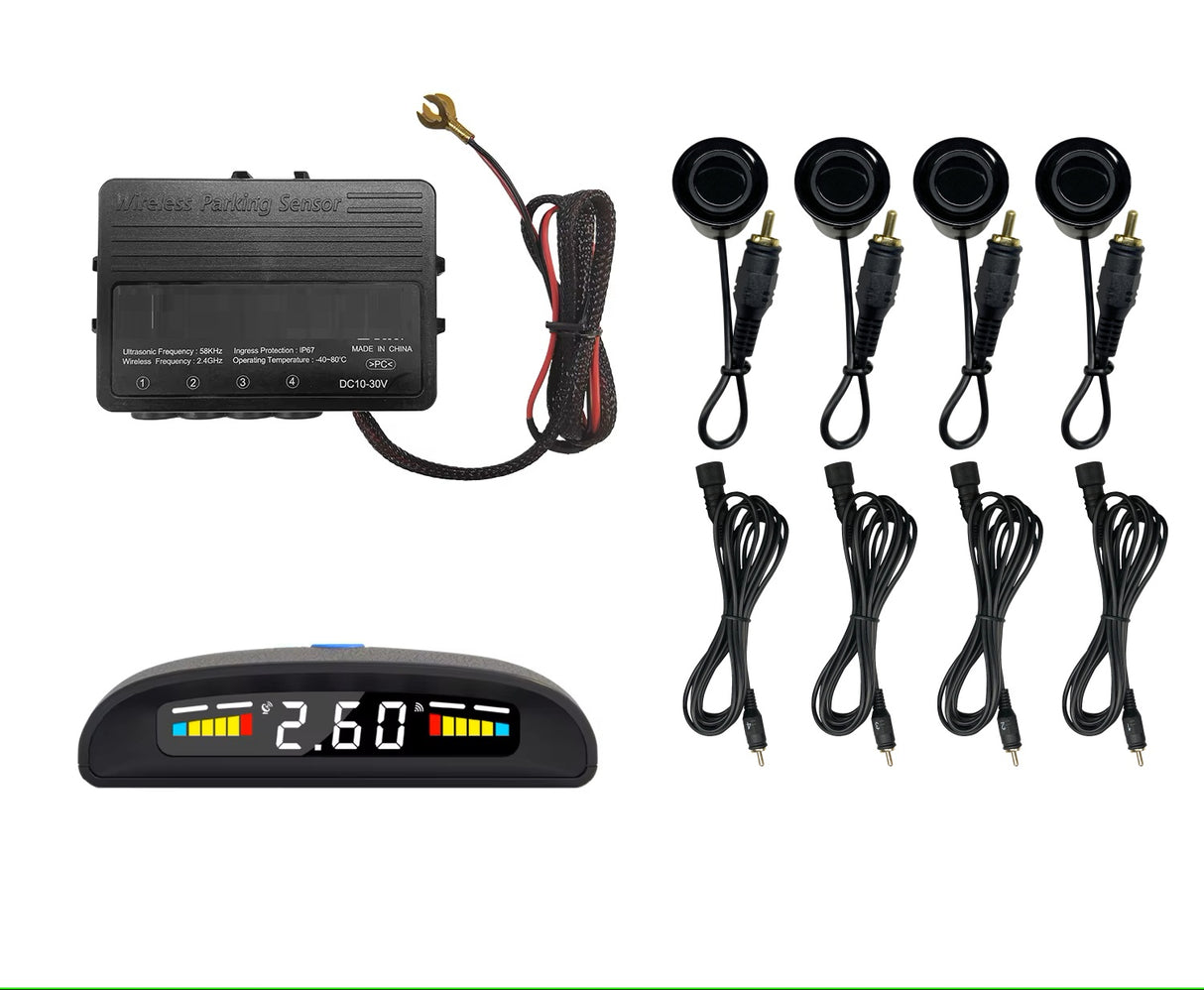 Extnix EPS4WFGB Wireless Front Parking Sensor Kit With LCD Display Gloss Black