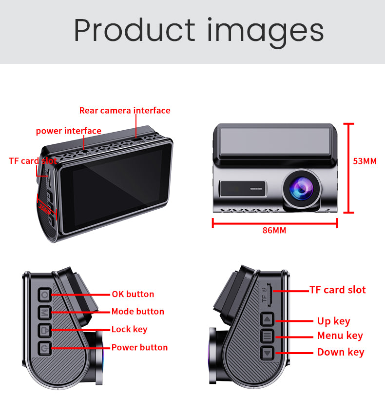 Extnix Dash Camera 2CH 4K Front + 2K Rear DashCam with GPS Positoning, Parking Mode and Hardwire Kit