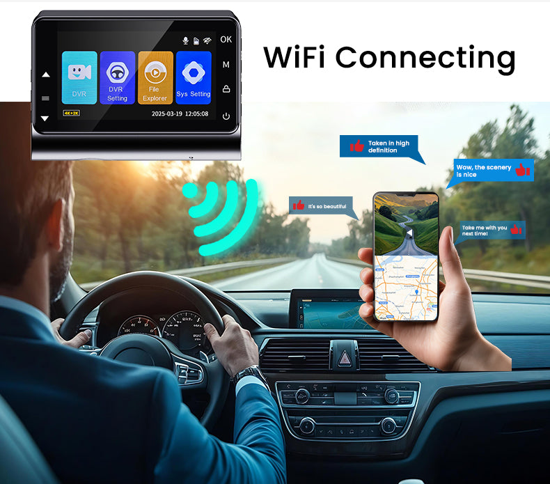 Extnix Dash Camera 2CH 4K Front + 2K Rear DashCam with GPS Positoning, Parking Mode and Hardwire Kit