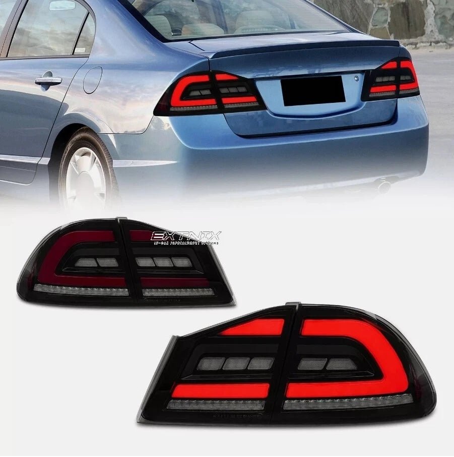 Extnix Smoke Red LED Sequential Taillights for 05 - 12 Honda Civic FD2 FD1 FD3 tail lights - EXTNIX