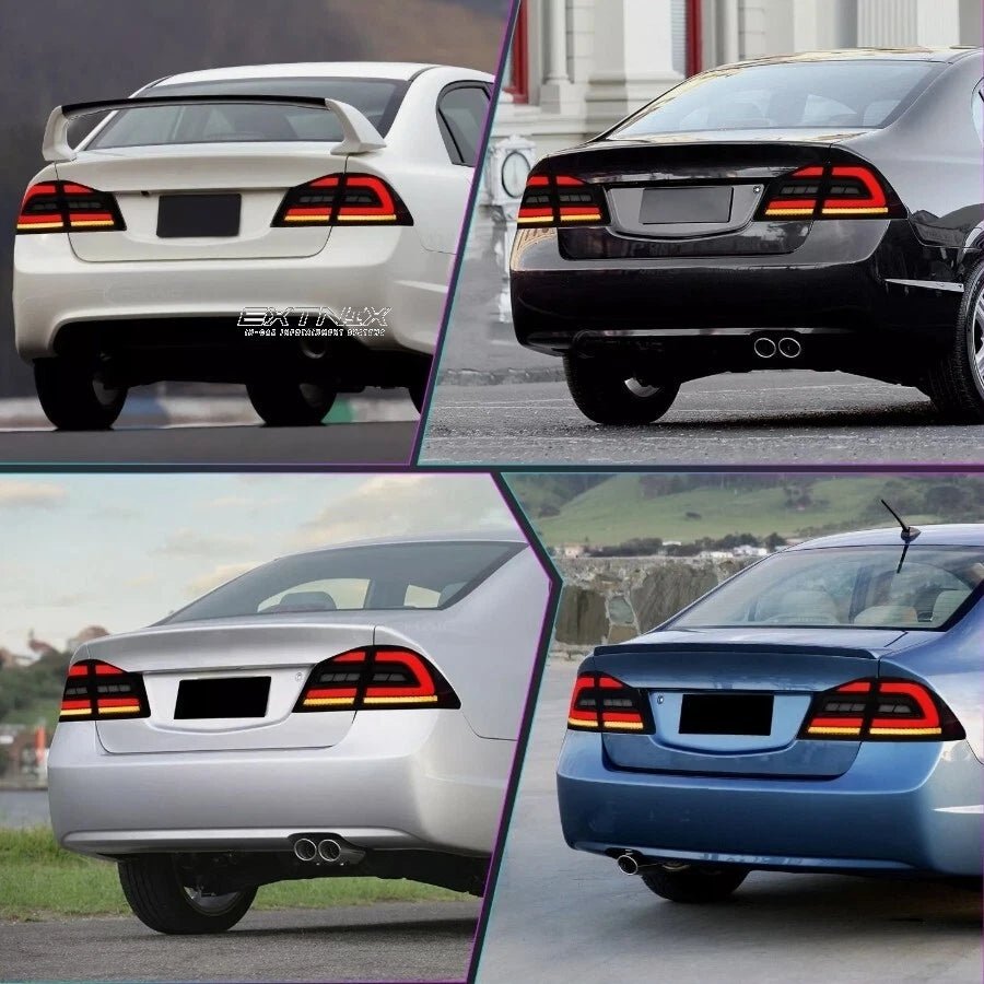 Extnix Smoke Red LED Sequential Taillights for 05 - 12 Honda Civic FD2 FD1 FD3 tail lights - EXTNIX