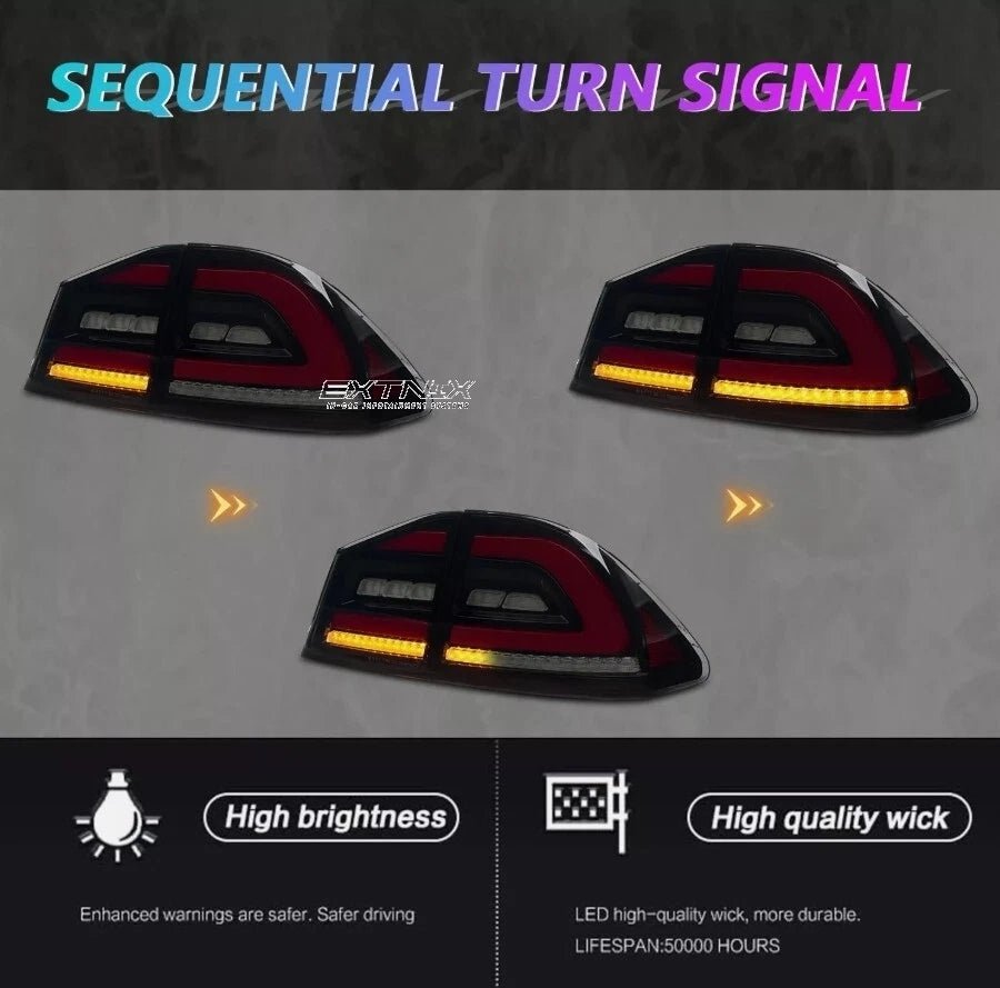 Extnix Smoke Red LED Sequential Taillights for 05 - 12 Honda Civic FD2 FD1 FD3 tail lights - EXTNIX