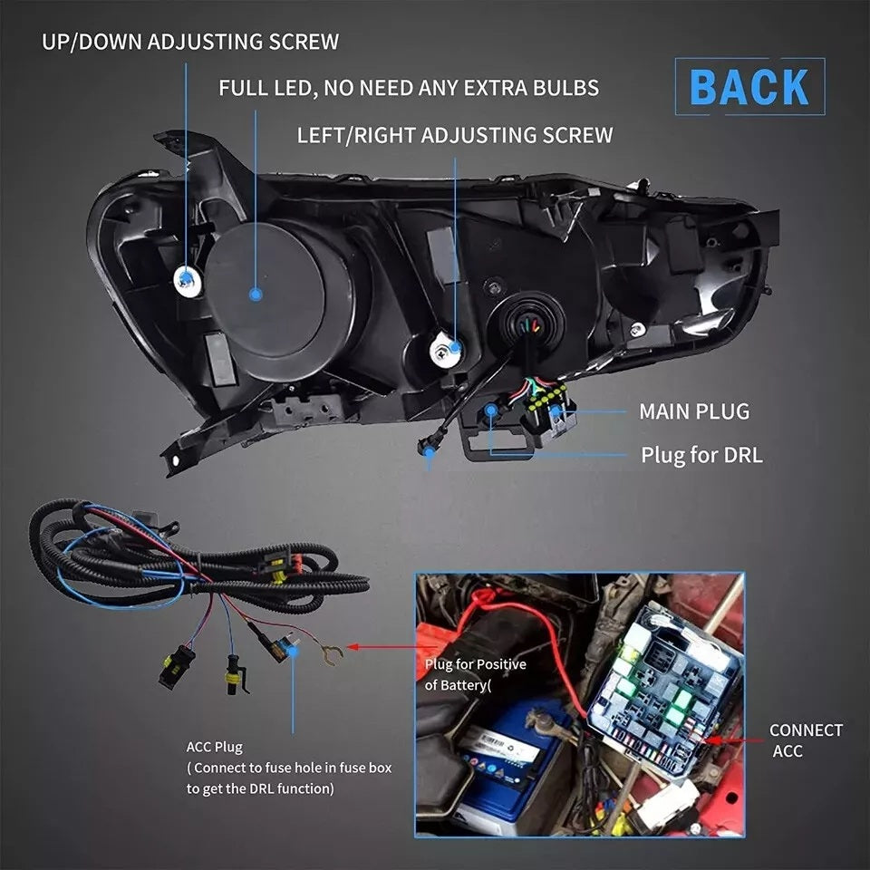 Extnix LED Headlights for 2007 - 2018 Mitsubishi Lancer CJ EVO X VRX Espire Active