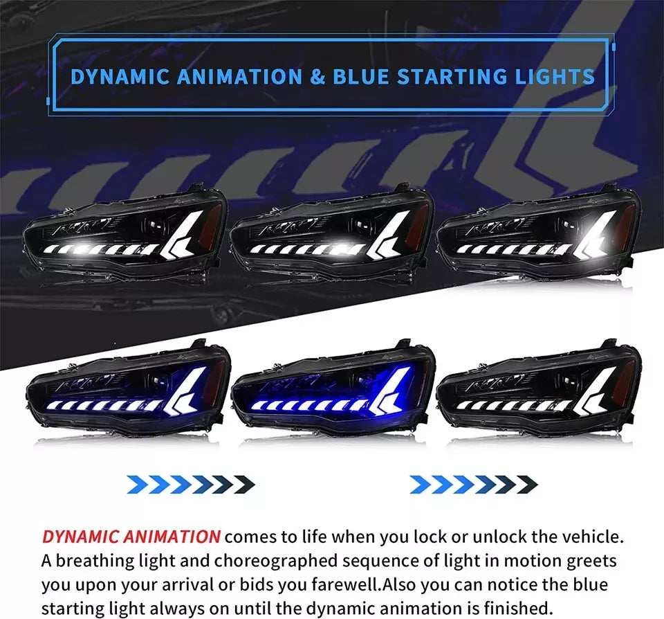 Extnix LED Headlights for 2007 - 2018 Mitsubishi Lancer CJ EVO X VRX Espire Active