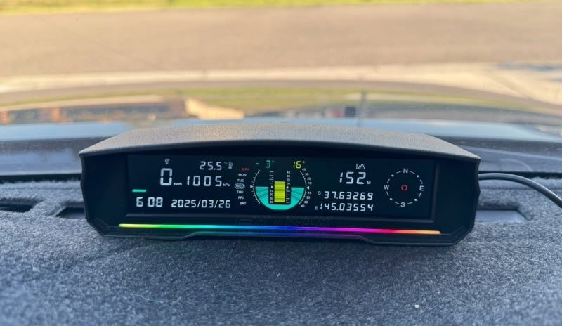 Extnix 4X4 Off Road Multi Information Display Inclinometer With Elevation Attitude Voltage Compass Calender Longitude Latitude Pitch Roll