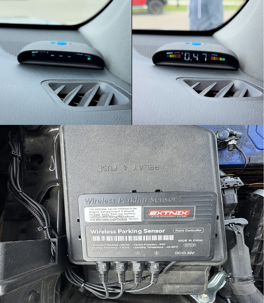 Extnix EPS4WFGB Wireless Front Parking Sensor Kit With LCD Display Gloss Black