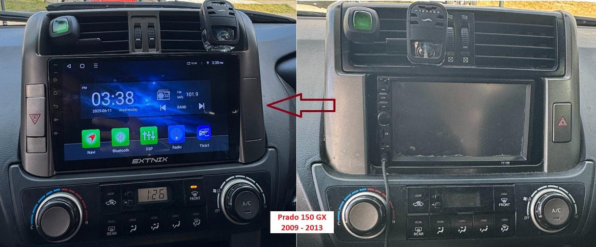 Wireless Apple CarPlay & Android Auto Headunit Upgrade suits Toyota Landcruiser Prado 150 Series 2009 - 2013 GX GXL - EXTNIX