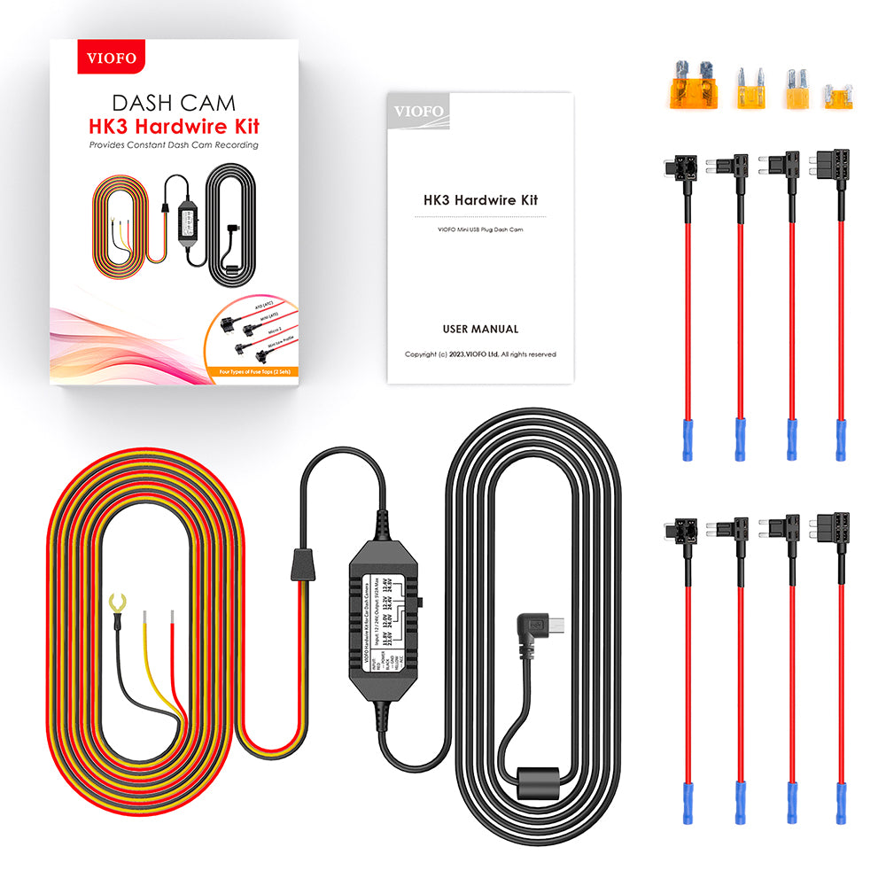 VIOFO Mini-USB HK3 Hardwire Kit with 8pcs Full Set Circuit Fuse Tap for Viofo Dash Camera