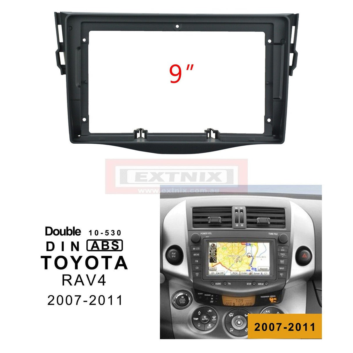 Extnix Fascia Frame for 9” Android Stereo to suit Toyota RAV4 2007 - 2012 - EXTNIX