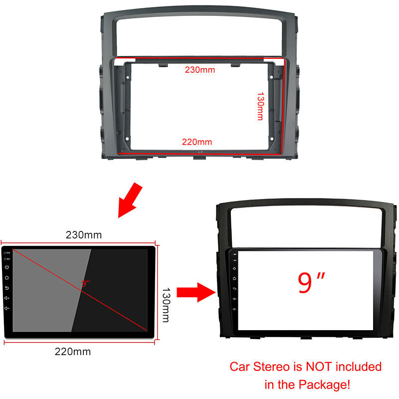 Mitsubishi Pajero fascia frame compatible with android, pioneer, kenwood & alpine 9 inch head units