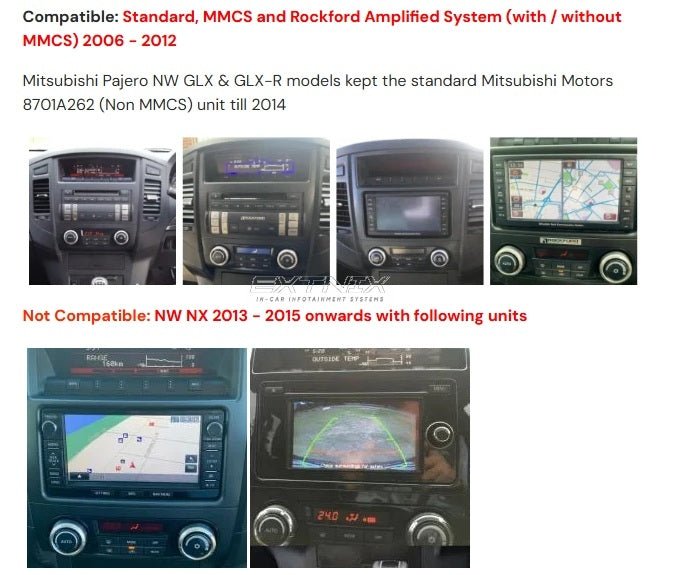 Mitsubishi Pajero NS NT NW 2006 - 2012 Infotainment System Head Unit Built - In Wireless Carplay & Android Auto - EXTNIX