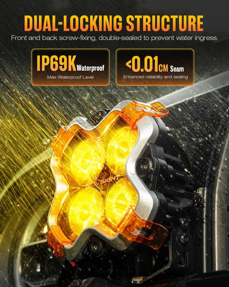 NOVSIGHT Halo Series 6" LED Pod Lights — 60W Twin Kit with DRL, Spot+Flood Combined Beam