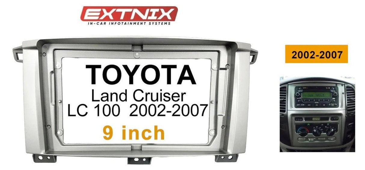 9" Head unit Fascia Frame Silver for Toyota Land cruiser 100 Series LC100 2002 - 2007 - EXTNIX
