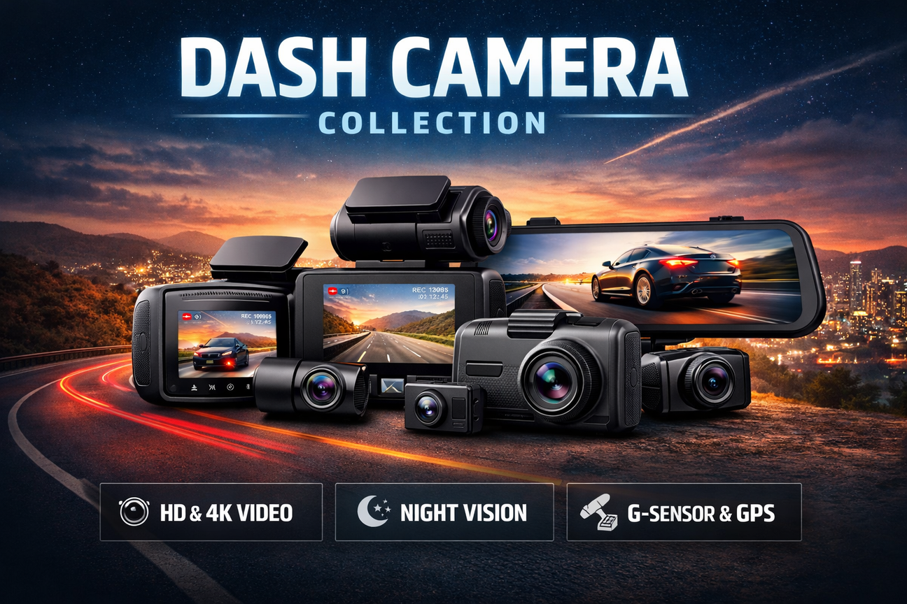 Extnix dash cam collection featuring front and rear car dash cameras