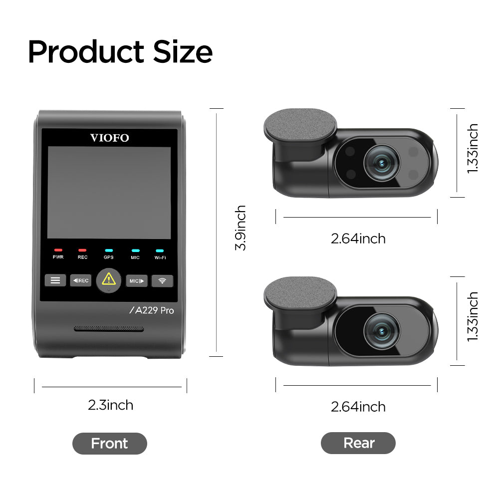 VIOFO A229 PRO 3CH 4K+2K+1080P HDR 3 CHANNELS CAR DASH CAMERA WITH SONY STARVIS 2