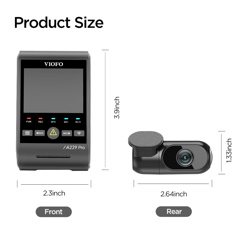 VIOFO A229 PRO 2CH FRONT AND REAR 4K+2K HDR DUAL DASH CAM SONY STARVIS 2