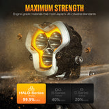 NOVSIGHT Halo Series 3" LED Pod Lights — 96W Twin Kit with White DRL Halo Ring (Spot/Flood Combo)