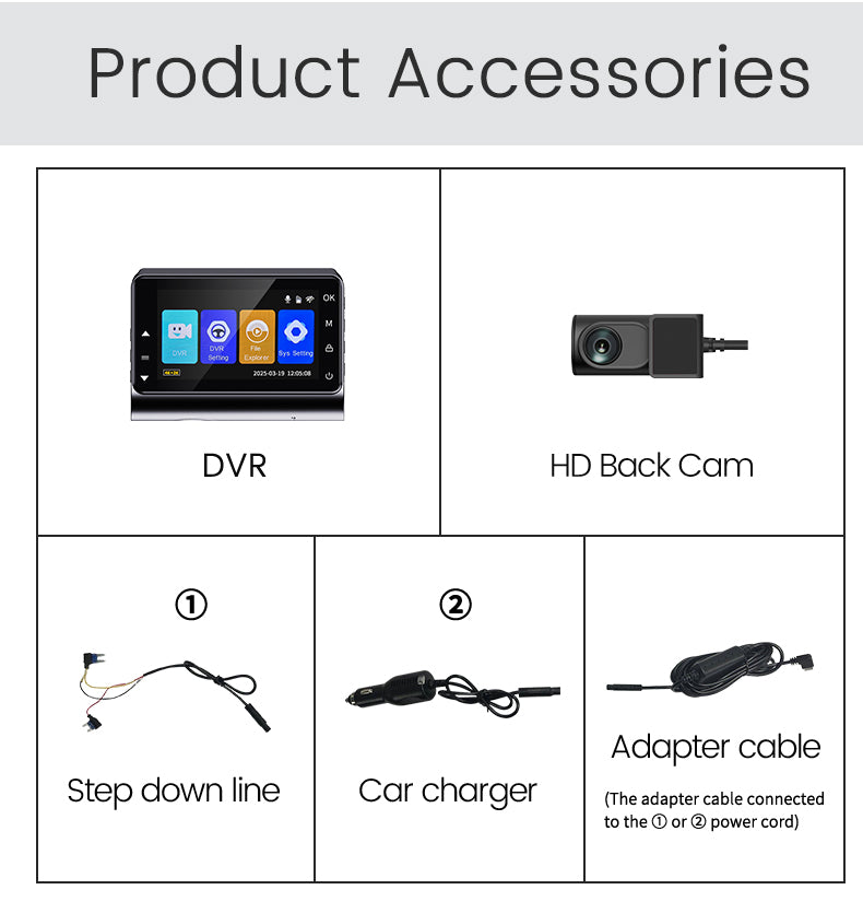 Extnix Dash Camera 2CH 4K Front + 2K Rear DashCam with GPS Positoning, Parking Mode and Hardwire Kit