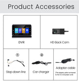 Extnix Dash Camera 2CH 4K Front + 2K Rear DashCam with GPS Positoning, Parking Mode and Hardwire Kit