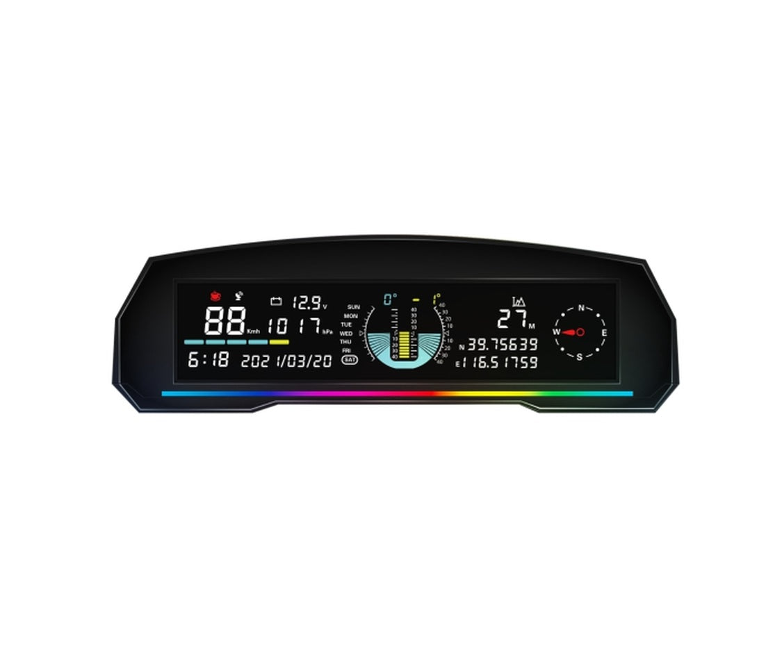 Extnix 4X4 Off Road Multi Information Display Inclinometer With Elevation Attitude Voltage Compass Calender Longitude Latitude Pitch Roll