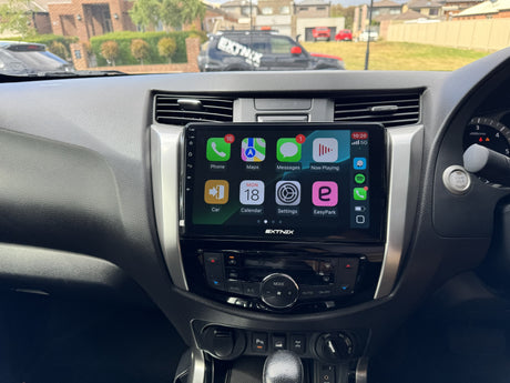 Extnix high-performance wireless Apple CarPlay and Android Auto infotainment system compatible with Nissan Navara NP300 models including RX, DX, ST, SL, N-Trek and STX