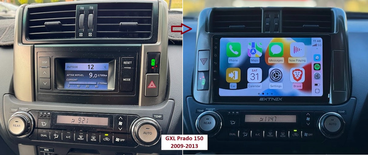 Toyota Landcruiser Prado 2009-2013 150 Series GX GXL Apple CarPlay Android Auto Infotainment System