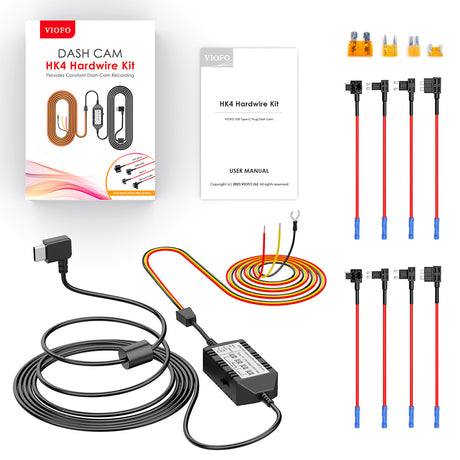 VIOFO Type-C HK4 Hardwire Kit with 8pcs Full Set Circuit Fuse Tap for Viofo Dash Camera