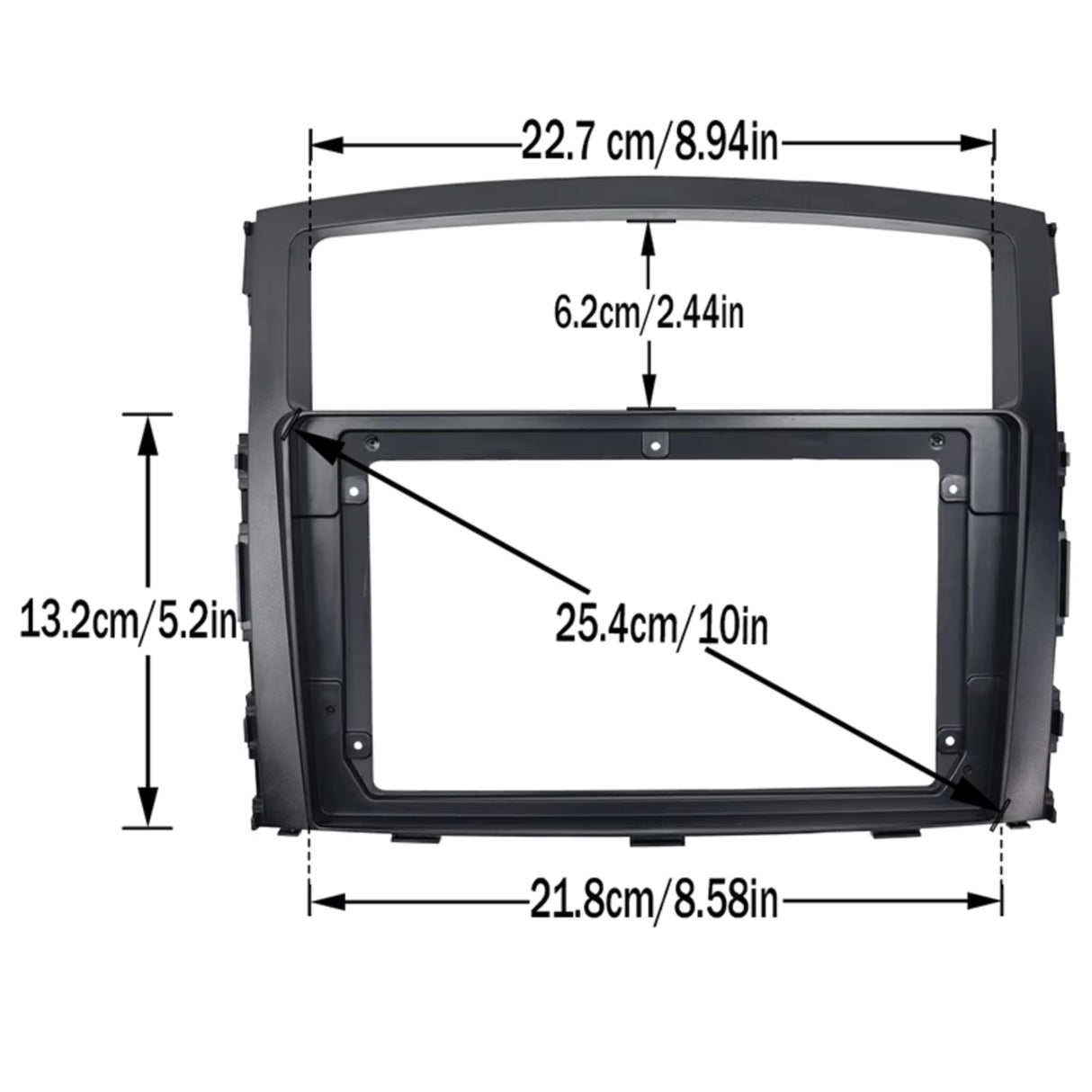 Mitsubishi Pajero fascia frame to suit extnix android, pioneer, kenwood & alpine 9 inch head units