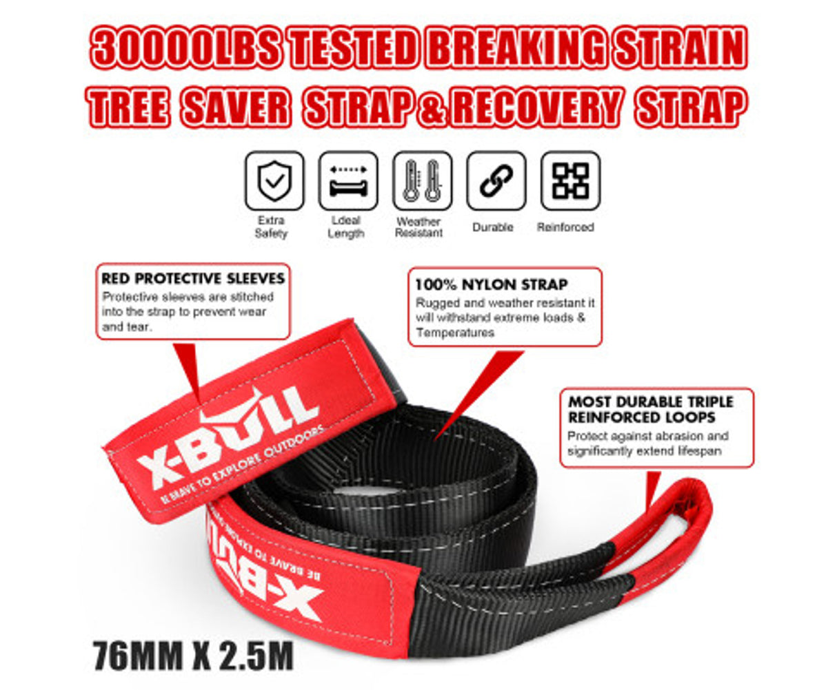 X-BULL 4X4 Recovery Kit Kinetic Recovery Rope Snatch Strap / 2PCS Recovery Tracks 4WD Gen2.0