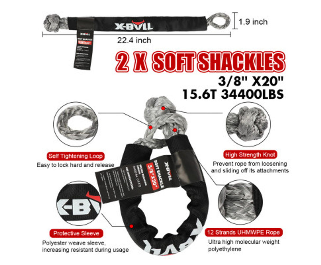 X-BULL 4X4 Recovery Kit Kinetic Recovery Rope Snatch Strap / 2PCS Recovery Tracks 4WD Gen2.0