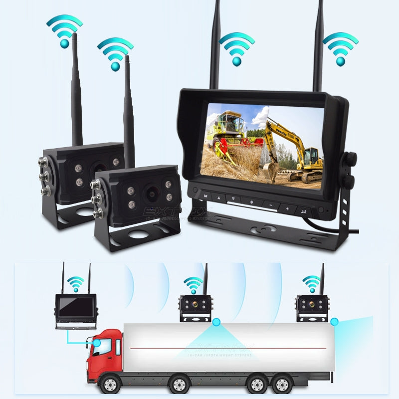 Extnix Digital Wireless Monitor & Dual AHD Reversing Camera System for Caravans Trucks and Trailers