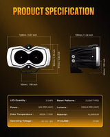 NOVSIGHT Halo Series 4.5" LED Pod Lights — 35W Flood Beam Twin Kit with Switchable White/Amber DRL Halo