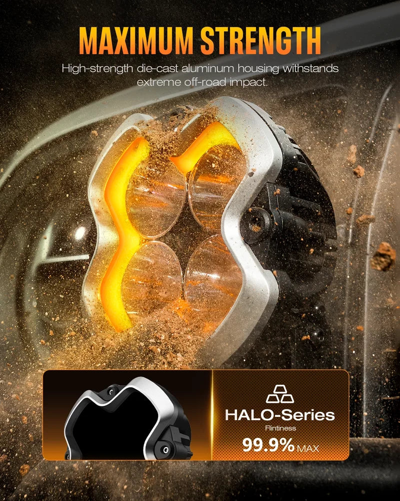 NOVSIGHT Halo Series 6" LED Pod Lights — 60W Twin Kit with DRL, Spot+Flood Combined Beam