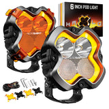NOVSIGHT Halo Series 6" LED Pod Lights — 60W Twin Kit with DRL, Spot+Flood Combined Beam